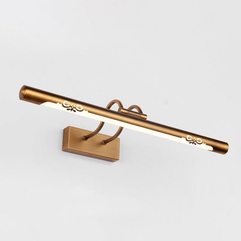Modernism Tube Vanity Wall Light Metal LED Bathroom Wall Sconce Fixture in Bronze Finish, 18"/29.5" W Bronze Clearhalo 'Cast Iron' 'Glass' 'Industrial' 'Modern wall lights' 'Modern' 'Tiffany' 'Traditional wall lights' 'Vanity Lights' 'Wall Lights' Lighting' 244366