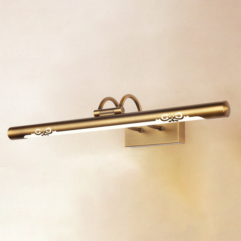 Modernism Tube Vanity Wall Light Metal LED Bathroom Wall Sconce Fixture in Bronze Finish, 18"/29.5" W Clearhalo 'Cast Iron' 'Glass' 'Industrial' 'Modern wall lights' 'Modern' 'Tiffany' 'Traditional wall lights' 'Vanity Lights' 'Wall Lights' Lighting' 244367