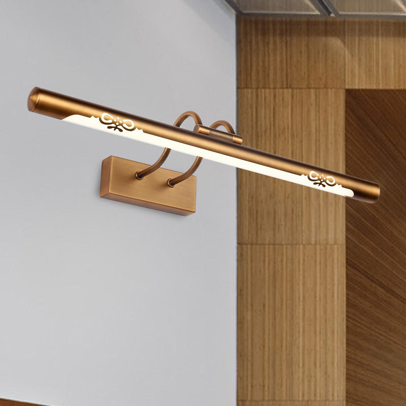 Modernism Tube Vanity Wall Light Metal LED Bathroom Wall Sconce Fixture in Bronze Finish, 18"/29.5" W Clearhalo 'Cast Iron' 'Glass' 'Industrial' 'Modern wall lights' 'Modern' 'Tiffany' 'Traditional wall lights' 'Vanity Lights' 'Wall Lights' Lighting' 244368