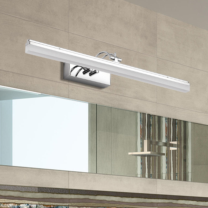 LED Bathroom Vanity Lighting with Linear Acrylic Shade Silver Wall Light Sconce in Warm/White Light, 19"/23" Width Silver White Clearhalo 'Cast Iron' 'Glass' 'Industrial' 'Modern wall lights' 'Modern' 'Tiffany' 'Traditional wall lights' 'Vanity Lights' 'Wall Lights' Lighting' 244444
