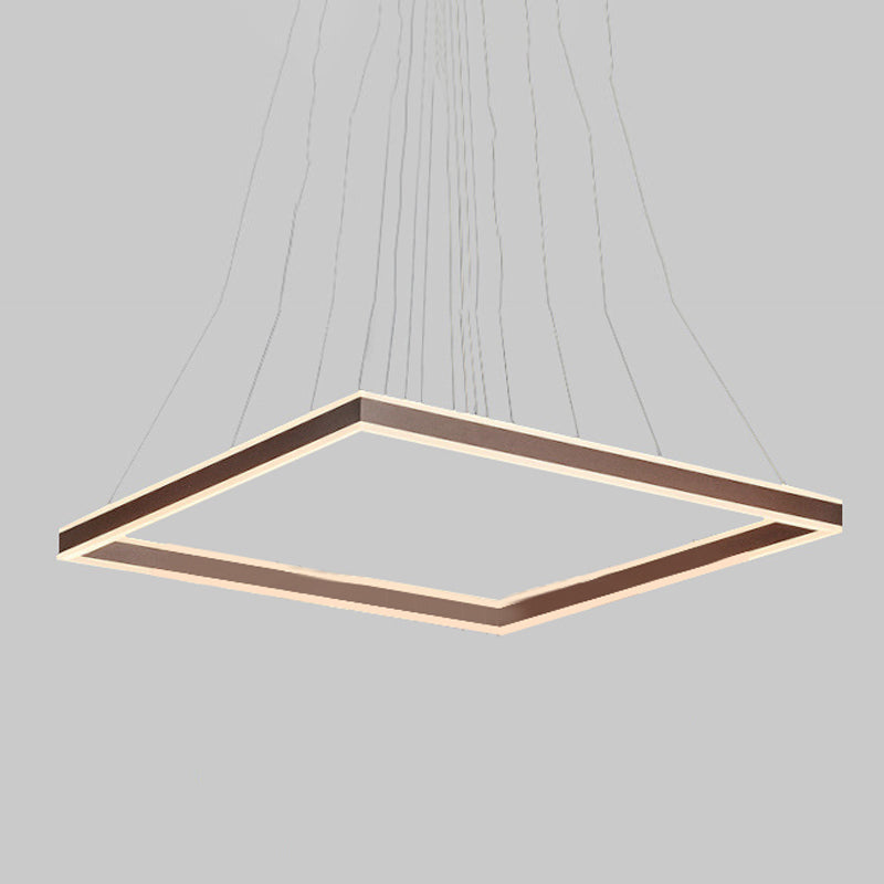 Square Ceiling Pendant Modern Acrylic 1/2/3-Head LED Brown Chandelier Light in Warm/White Light Clearhalo 'Ceiling Lights' 'Chandeliers' 'Modern Chandeliers' 'Modern' Lighting' 244583