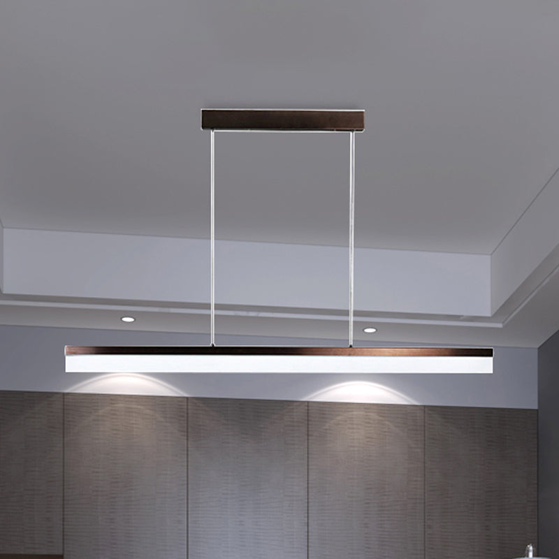 Black/White/Brown Linear Pendant Lighting Minimalist Metal LED Hanging Light in Warm/White/Natural, 31.5"/39"/47" Wide Brown Warm Clearhalo 'Ceiling Lights' 'Modern Pendants' 'Modern' 'Pendant Lights' 'Pendants' Lighting' 244595