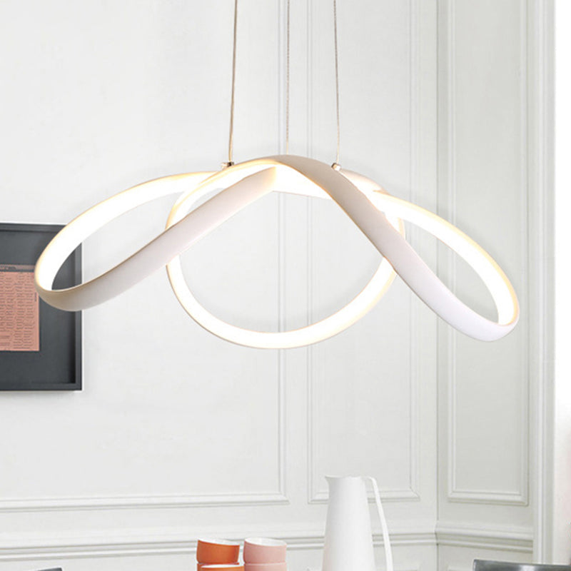 LED Single Light Bedroom Chandelier with Twisted Acrylic Shade White Ceiling Pendant in Warm/White Light White Clearhalo 'Ceiling Lights' 'Chandeliers' 'Modern Chandeliers' 'Modern' Lighting' 244732