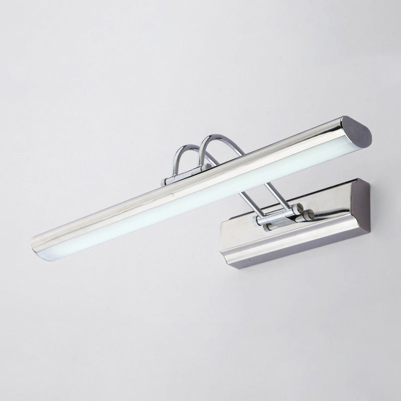 16"/22" W Rectangle Vanity Mirror Light Modern Style Aluminum LED Bathroom Silver Vanity Lighting in White/Warm Light Clearhalo 'Cast Iron' 'Glass' 'Industrial' 'Modern wall lights' 'Modern' 'Tiffany' 'Traditional wall lights' 'Vanity Lights' 'Wall Lights' Lighting' 244788