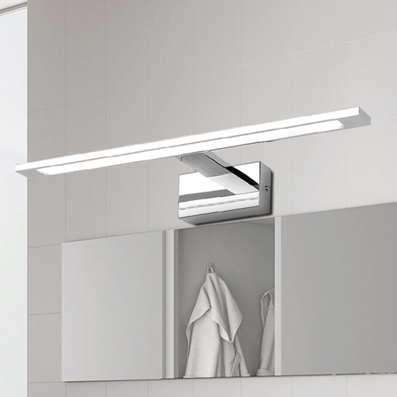 19"/23" W LED Bathroom Vanity Lighting with Rectangle Acrylic Shade Sconce Wall Light in Nickel, Warm/White Light Nickel White Clearhalo 'Cast Iron' 'Glass' 'Industrial' 'Modern wall lights' 'Modern' 'Tiffany' 'Traditional wall lights' 'Vanity Lights' 'Wall Lights' Lighting' 244833