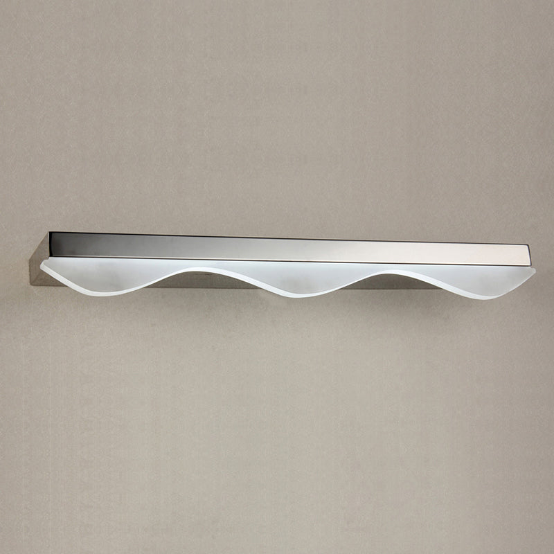 Linear Vanity Lighting Modernism Metal LED Stainless Steel Wall Mount Light with Acrylic Wave Shade, 17"/21" Width Clearhalo 'Cast Iron' 'Glass' 'Industrial' 'Modern wall lights' 'Modern' 'Tiffany' 'Traditional wall lights' 'Vanity Lights' 'Wall Lights' Lighting' 245098