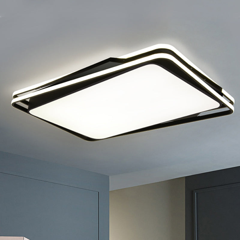 Black Geometrical Flush Mount Ceiling Lamp Minimalist LED Metal Ceiling Lighting in White/Warm Light, 23.5"/35.5" Wide Clearhalo 'Ceiling Lights' 'Close To Ceiling Lights' 'Close to ceiling' 'Flush mount' Lighting' 245137