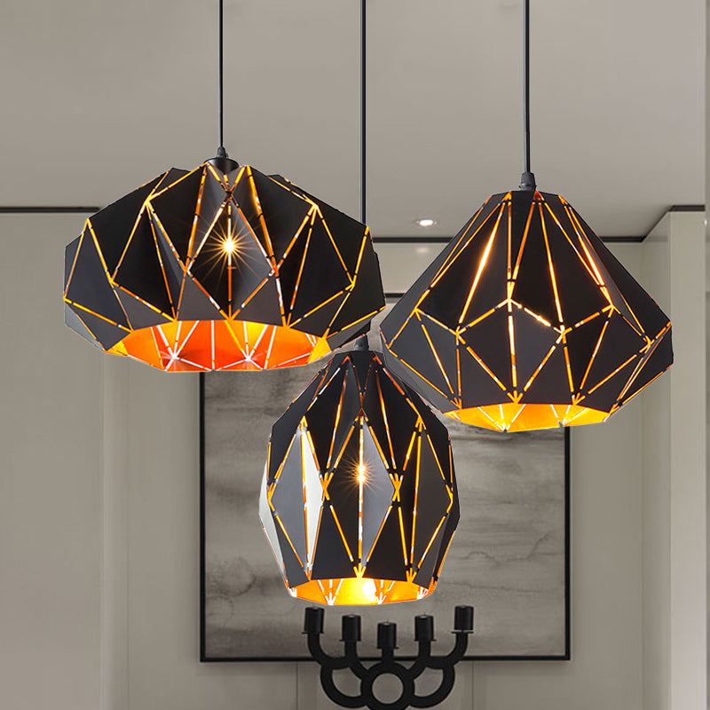 Origami Style Pendant Light 1 Light Metallic Ceiling Hanging Lamp in Black for Cafe Restaurant Clearhalo 'Ceiling Lights' 'Modern Pendants' 'Modern' 'Pendant Lights' 'Pendants' Lighting' 245234