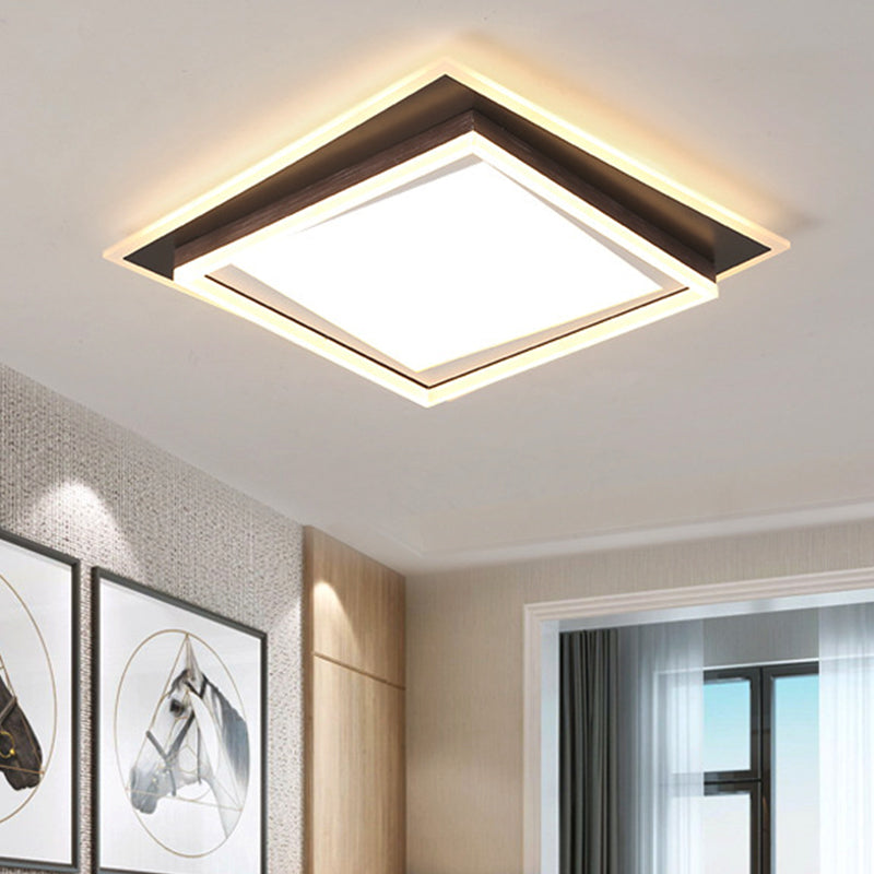 Square/Rectangular Flush Mount Lamp Modern Metal Led White Flush Mount Ceiling Fixture with Recessed Diffuser in White/Warm Light, 16"/19.5"/35.5" Wide White Clearhalo 'Ceiling Lights' 'Close To Ceiling Lights' 'Close to ceiling' 'Flush mount' Lighting' 245237