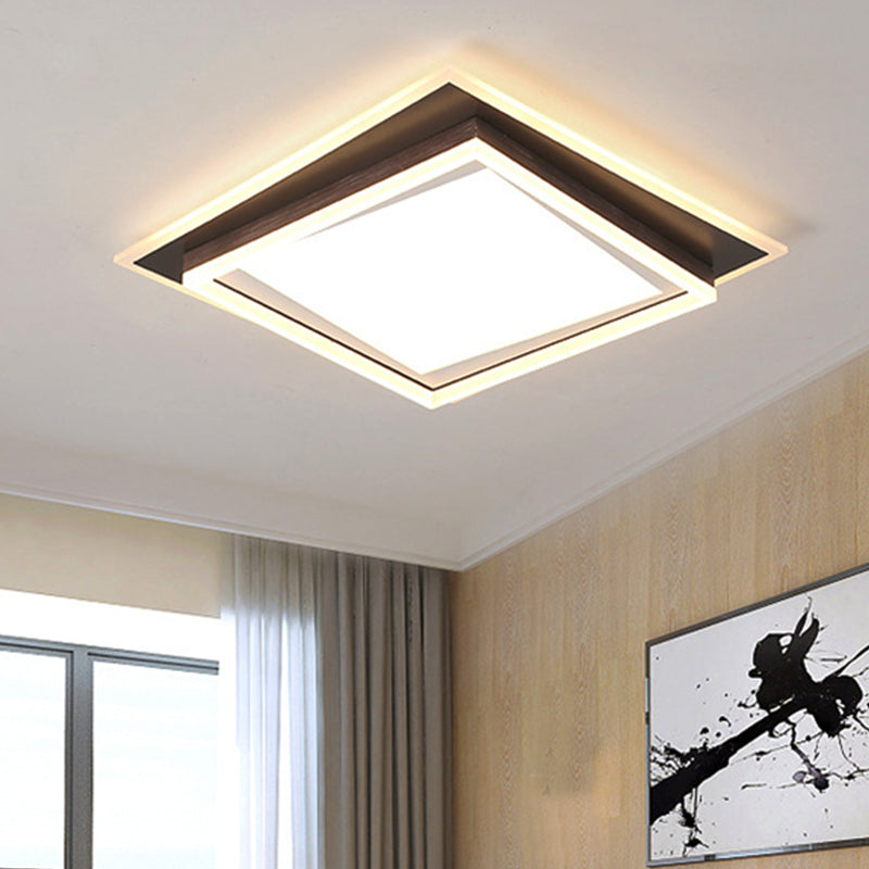 Square/Rectangular Flush Mount Lamp Modern Metal Led White Flush Mount Ceiling Fixture with Recessed Diffuser in White/Warm Light, 16"/19.5"/35.5" Wide Clearhalo 'Ceiling Lights' 'Close To Ceiling Lights' 'Close to ceiling' 'Flush mount' Lighting' 245239