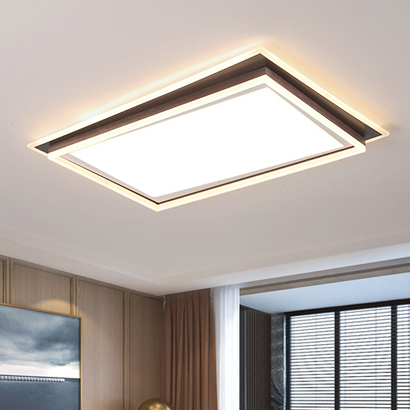 Square/Rectangular Flush Mount Lamp Modern Metal Led White Flush Mount Ceiling Fixture with Recessed Diffuser in White/Warm Light, 16"/19.5"/35.5" Wide White 35.5" Warm Clearhalo 'Ceiling Lights' 'Close To Ceiling Lights' 'Close to ceiling' 'Flush mount' Lighting' 245241