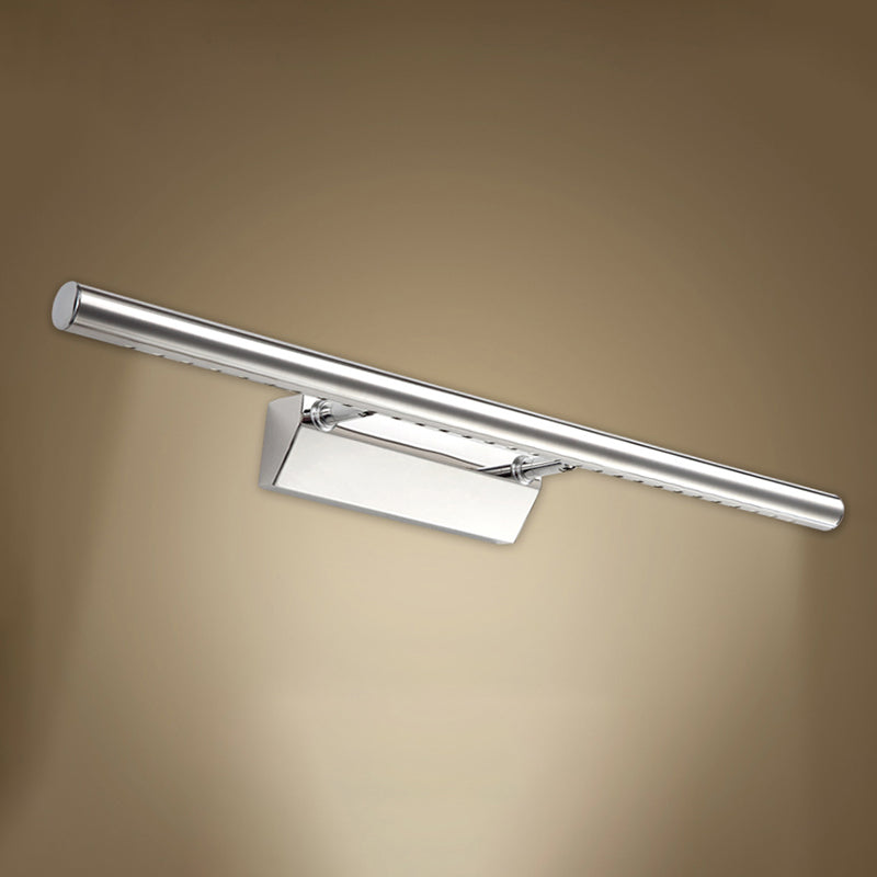 Modern Style Cylinder Vanity Wall Sconce Metallic 10"/16" W LED Bathroom Wall Mounted Lamp in Chrome, Warm/White Light Clearhalo 'Cast Iron' 'Glass' 'Industrial' 'Modern wall lights' 'Modern' 'Tiffany' 'Traditional wall lights' 'Vanity Lights' 'Wall Lights' Lighting' 245291