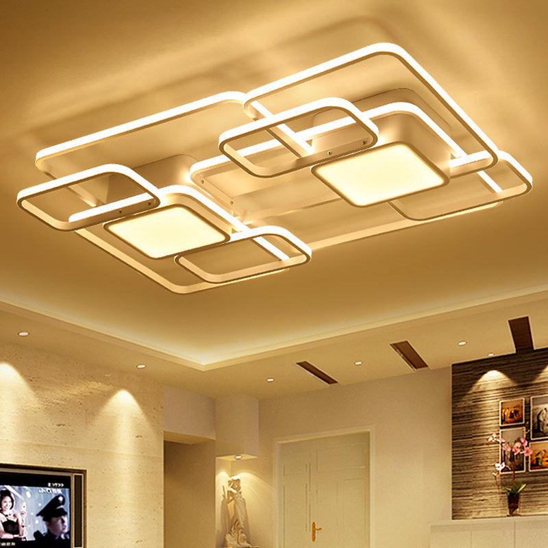 Square and Block Acrylic Ceiling Light Modern LED 18"/21.5"/25.5" Wide Flush Light in Warm/White/Natural Light Clearhalo 'Ceiling Lights' 'Close To Ceiling Lights' 'Close to ceiling' 'Flush mount' Lighting' 245318