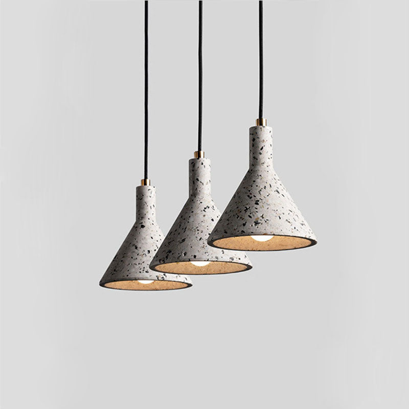 Funnel Shaped Pendulum Light Simplicity Terrazzo 1 Head Dining Room Hanging Pendant Light White Clearhalo 'Ceiling Lights' 'Modern Pendants' 'Modern' 'Pendant Lights' 'Pendants' Lighting' 2459862
