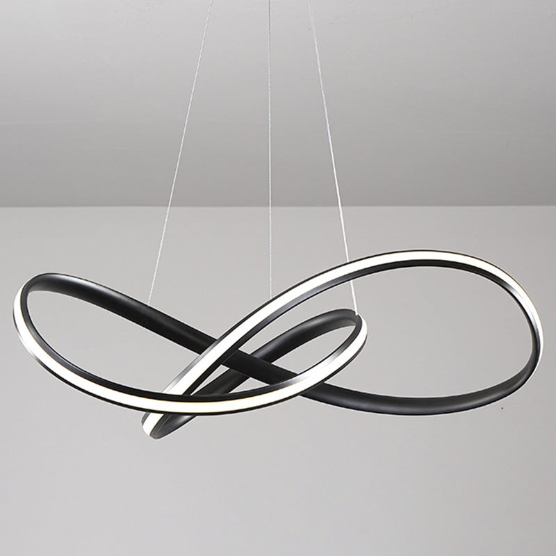 Seamless Curve Ceiling Pendant Light Simple Style Metal Dining Room LED Chandelier Black Clearhalo 'Ceiling Lights' 'Modern Pendants' 'Modern' 'Pendant Lights' 'Pendants' Lighting' 2459930