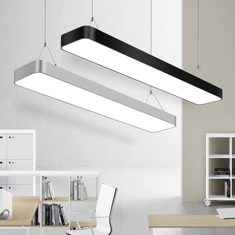 Simple Rectangle Pendant Lighting Metal Office LED Hanging Light with Acrylic Diffuser Clearhalo 'Ceiling Lights' 'Modern Pendants' 'Modern' 'Pendant Lights' 'Pendants' Lighting' 2460024