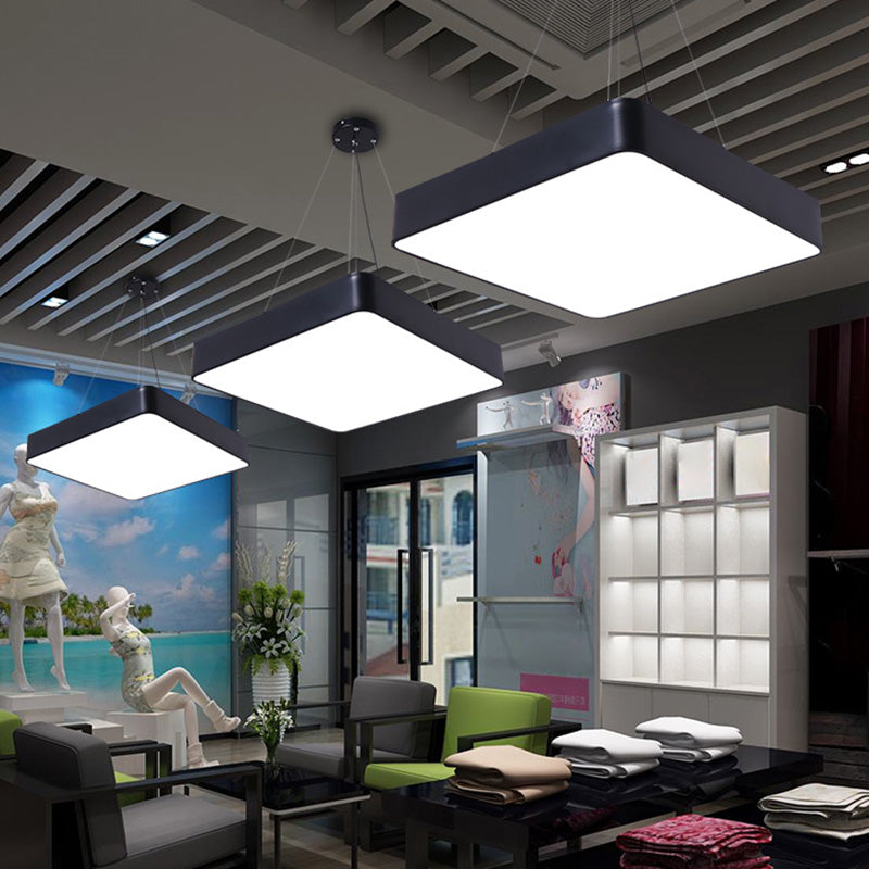 Square Office Hanging Light Metal Nordic LED Commercial Pendant Lighting with Diffuser Clearhalo 'Ceiling Lights' 'Modern Pendants' 'Modern' 'Pendant Lights' 'Pendants' Lighting' 2460028