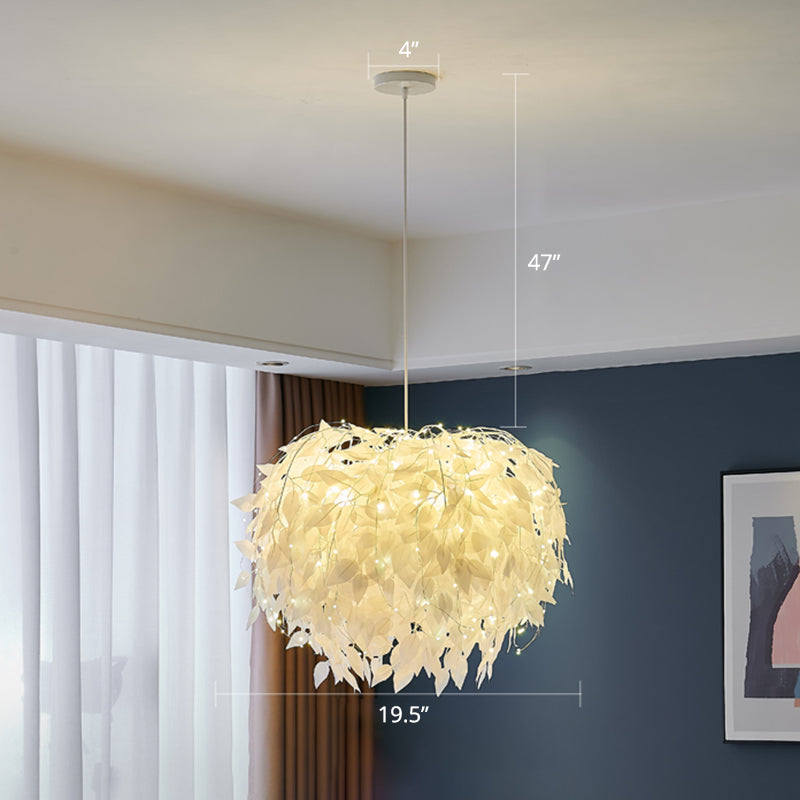 Domed Suspension Pendant Light Nordic Fabric Living Room Hanging Light Fixture in White Clearhalo 'Ceiling Lights' 'Modern Pendants' 'Modern' 'Pendant Lights' 'Pendants' Lighting' 2460047