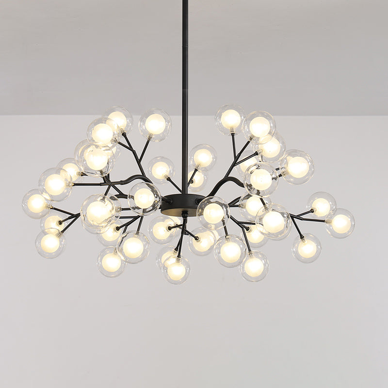 Glass Firefly Chandelier Lighting Postmodern Ceiling Suspension Lamp for Living Room 45 Black White Clearhalo 'Ceiling Lights' 'Chandeliers' 'Modern Chandeliers' 'Modern' Lighting' 2460086