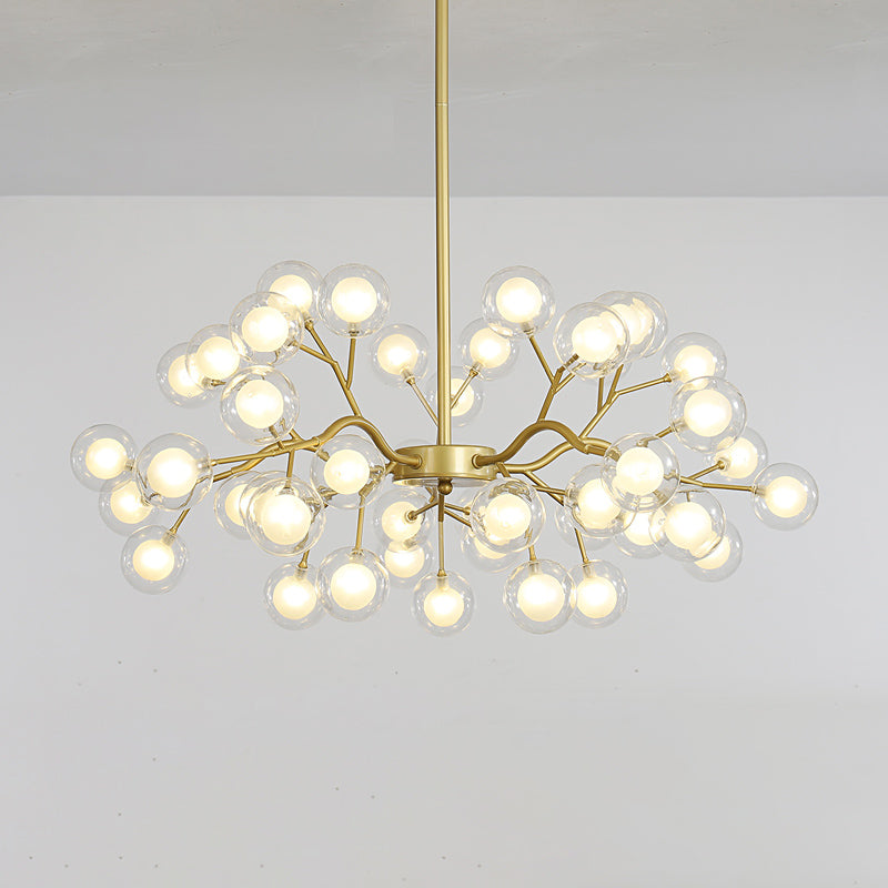 Glass Firefly Chandelier Lighting Postmodern Ceiling Suspension Lamp for Living Room 45 Gold White Clearhalo 'Ceiling Lights' 'Chandeliers' 'Modern Chandeliers' 'Modern' Lighting' 2460095