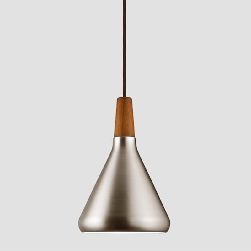 Conical Metal Suspension Lighting Nordic 1 Head Pendant Light Fixture for Dining Room Silver 7" Clearhalo 'Ceiling Lights' 'Modern Pendants' 'Modern' 'Pendant Lights' 'Pendants' Lighting' 2460302