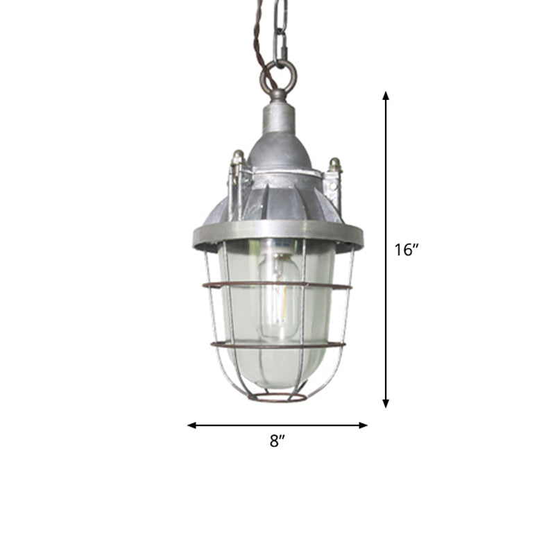 Silver Cage Pendant Light Steampunk Style Metal 1 Bulb Pub Ceiling Light Fixture Clearhalo 'Art Deco Pendants' 'Cast Iron' 'Ceiling Lights' 'Ceramic' 'Crystal' 'Industrial Pendants' 'Industrial' 'Metal' 'Middle Century Pendants' 'Pendant Lights' 'Pendants' 'Tiffany' Lighting' 2460341