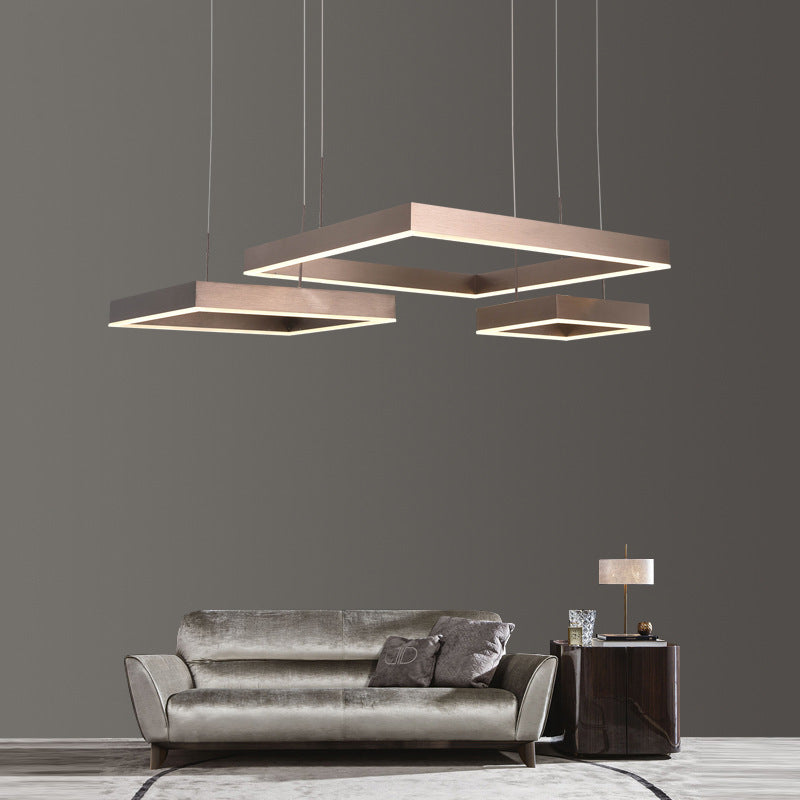 Square Acrylic Pendant Ceiling Light Modern Light Coffee LED Chandelier Lighting Fixture Clearhalo 'Ceiling Lights' 'Chandeliers' 'Modern Chandeliers' 'Modern' Lighting' 2460366