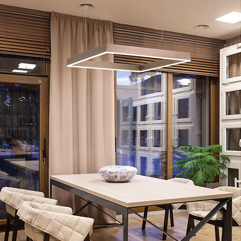 Square Acrylic Pendant Ceiling Light Modern Light Coffee LED Chandelier Lighting Fixture Clearhalo 'Ceiling Lights' 'Chandeliers' 'Modern Chandeliers' 'Modern' Lighting' 2460372