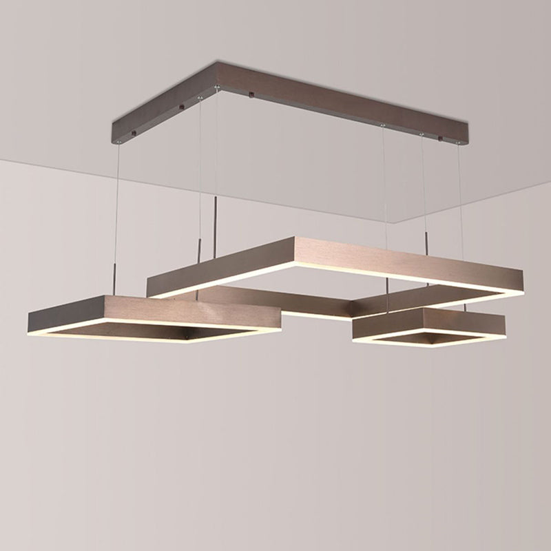 Square Acrylic Pendant Ceiling Light Modern Light Coffee LED Chandelier Lighting Fixture Clearhalo 'Ceiling Lights' 'Chandeliers' 'Modern Chandeliers' 'Modern' Lighting' 2460373