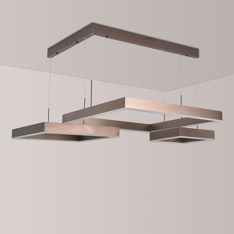 Square Acrylic Pendant Ceiling Light Modern Light Coffee LED Chandelier Lighting Fixture Clearhalo 'Ceiling Lights' 'Chandeliers' 'Modern Chandeliers' 'Modern' Lighting' 2460374
