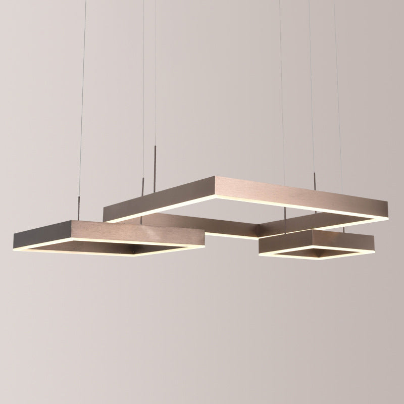 Square Acrylic Pendant Ceiling Light Modern Light Coffee LED Chandelier Lighting Fixture Clearhalo 'Ceiling Lights' 'Chandeliers' 'Modern Chandeliers' 'Modern' Lighting' 2460376
