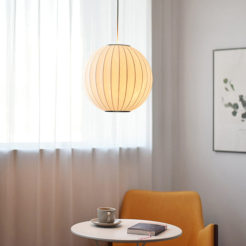 White Lantern Hanging Lamp Japanese Style Single Artificial Silk Pendant Lighting Fixture White 10.5" Clearhalo 'Ceiling Lights' 'Modern Pendants' 'Modern' 'Pendant Lights' 'Pendants' Lighting' 2460652