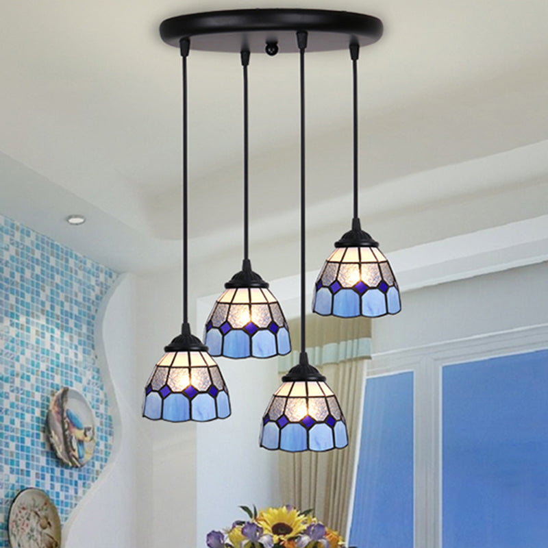 Floral Pendant Ceiling Light Handcrafted Art Glass Tiffany Style Suspension Lamp for Dining Room Clearhalo 'Ceiling Lights' 'Chandeliers' 'Close To Ceiling Lights' 'Glass shade' 'Glass' 'Industrial' 'Middle Century Pendants' 'Pendant Lights' 'Pendants' 'Tiffany close to ceiling' 'Tiffany Pendants' 'Tiffany' Lighting' 2460671