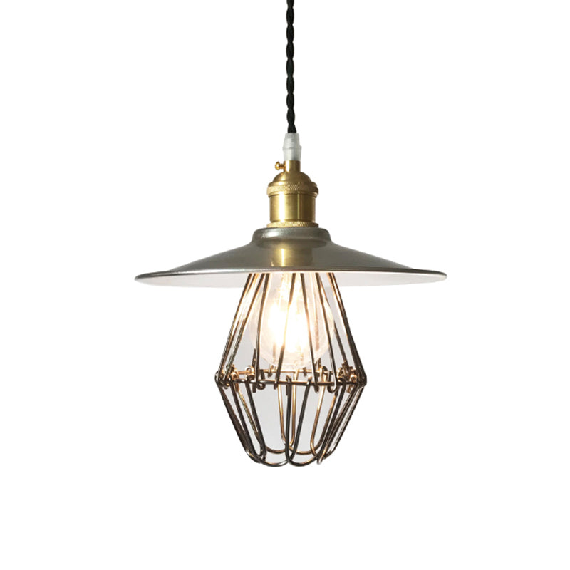 Single Shaded Suspension Lighting Industrial Metal Pendant Ceiling Lamp for Bistro Silver Clearhalo 'Art Deco Pendants' 'Black' 'Cast Iron' 'Ceiling Lights' 'Ceramic' 'Crystal' 'Industrial Pendants' 'Industrial' 'Metal' 'Middle Century Pendants' 'Pendant Lights' 'Pendants' 'Rustic Pendants' 'Tiffany' Lighting' 2460918
