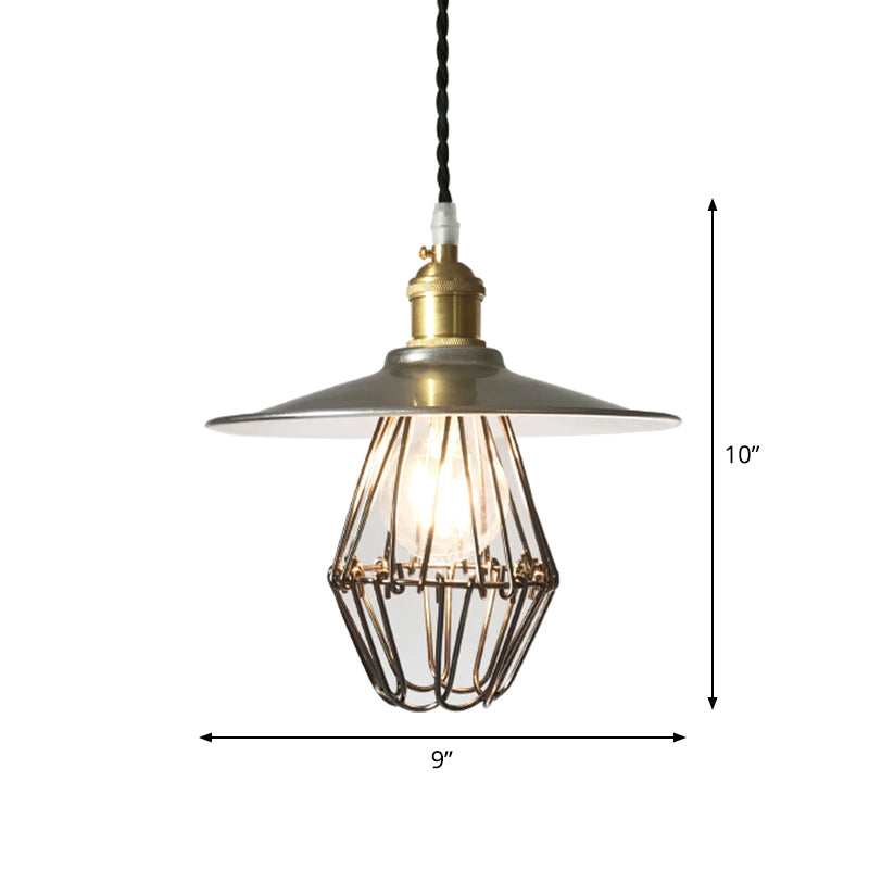Single Shaded Suspension Lighting Industrial Metal Pendant Ceiling Lamp for Bistro Clearhalo 'Art Deco Pendants' 'Black' 'Cast Iron' 'Ceiling Lights' 'Ceramic' 'Crystal' 'Industrial Pendants' 'Industrial' 'Metal' 'Middle Century Pendants' 'Pendant Lights' 'Pendants' 'Rustic Pendants' 'Tiffany' Lighting' 2460929