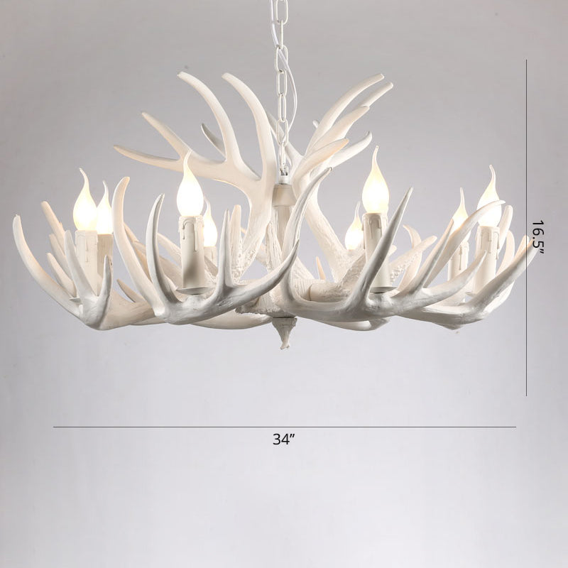 Artificial Antler Chandelier Rustic Resin Hanging Light with Exposed Bulb Design Clearhalo 'Ceiling Lights' 'Chandeliers' Lighting' options 2460963