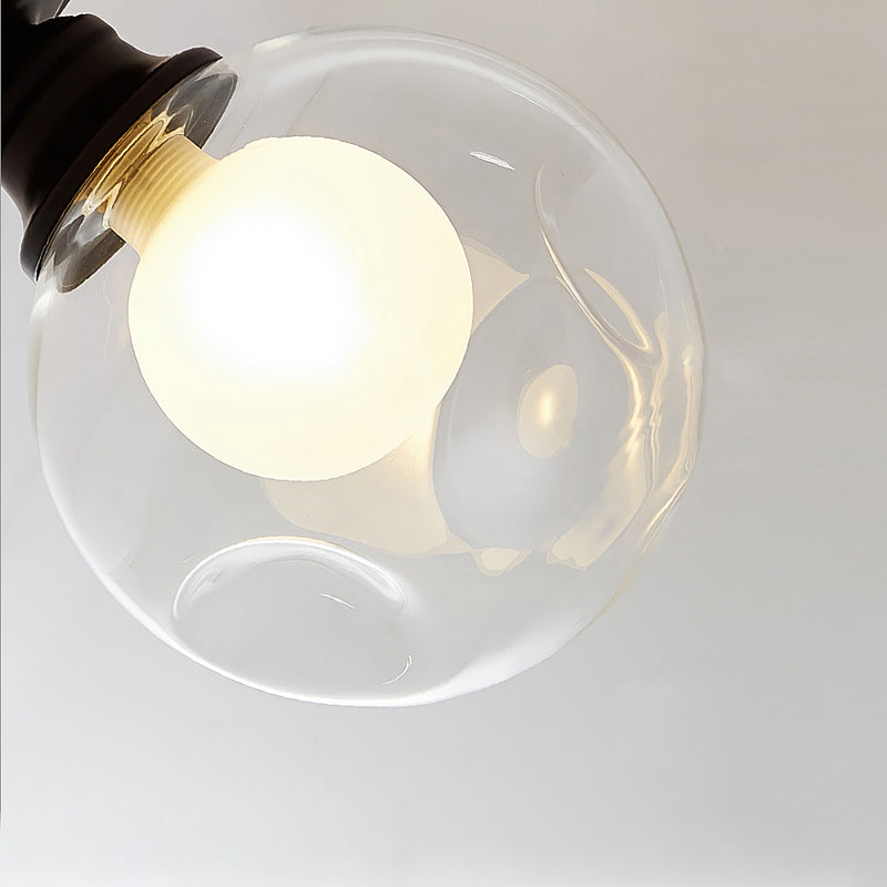 Mini Ball Ceiling Flush Mount Light Simple Dual Blown Glass 1-Light Aisle Semi Mount Lighting in Black Clearhalo 'Ceiling Lights' 'Close To Ceiling Lights' 'Close to ceiling' 'Glass shade' 'Glass' 'Pendant Lights' 'Semi-flushmount' Lighting' 2460985