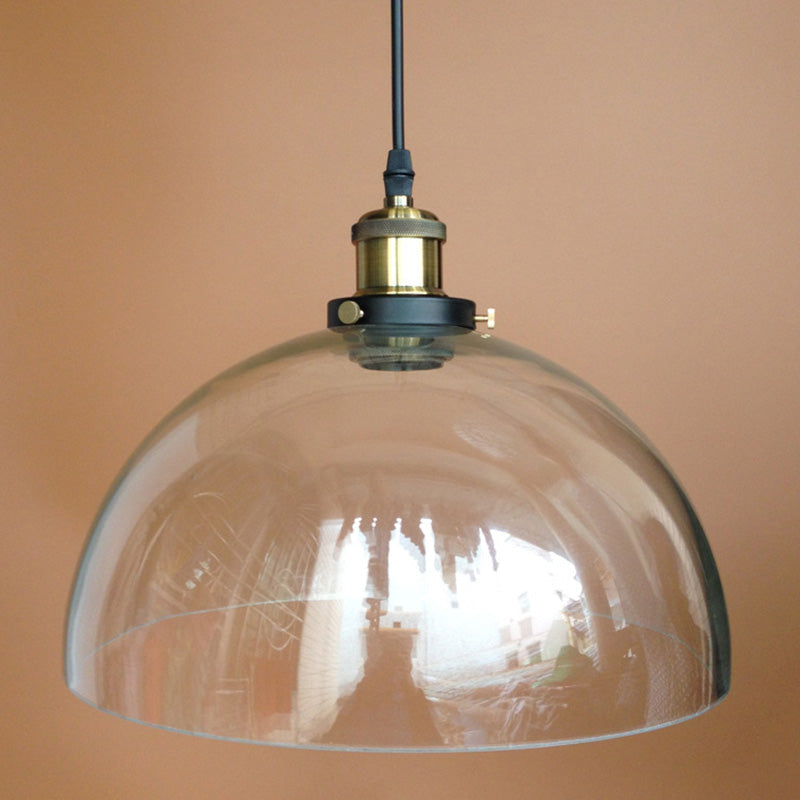1-Head Glass Pendulum Light Nautical Geometric Shaped Dining Room Suspension Pendant Light Clear Semicircle Clearhalo 'Ceiling Lights' 'Close To Ceiling Lights' 'Glass shade' 'Glass' 'Industrial Pendants' 'Industrial' 'Middle Century Pendants' 'Pendant Lights' 'Pendants' 'Tiffany' Lighting' 2461086