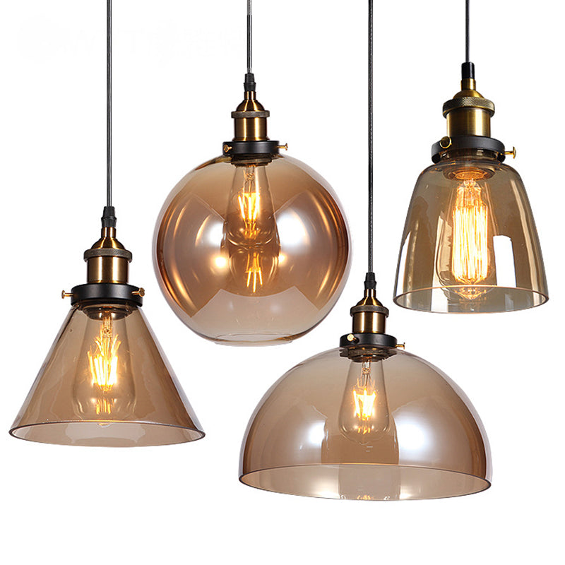 1-Head Glass Pendulum Light Nautical Geometric Shaped Dining Room Suspension Pendant Light Clearhalo 'Ceiling Lights' 'Close To Ceiling Lights' 'Glass shade' 'Glass' 'Industrial Pendants' 'Industrial' 'Middle Century Pendants' 'Pendant Lights' 'Pendants' 'Tiffany' Lighting' 2461089