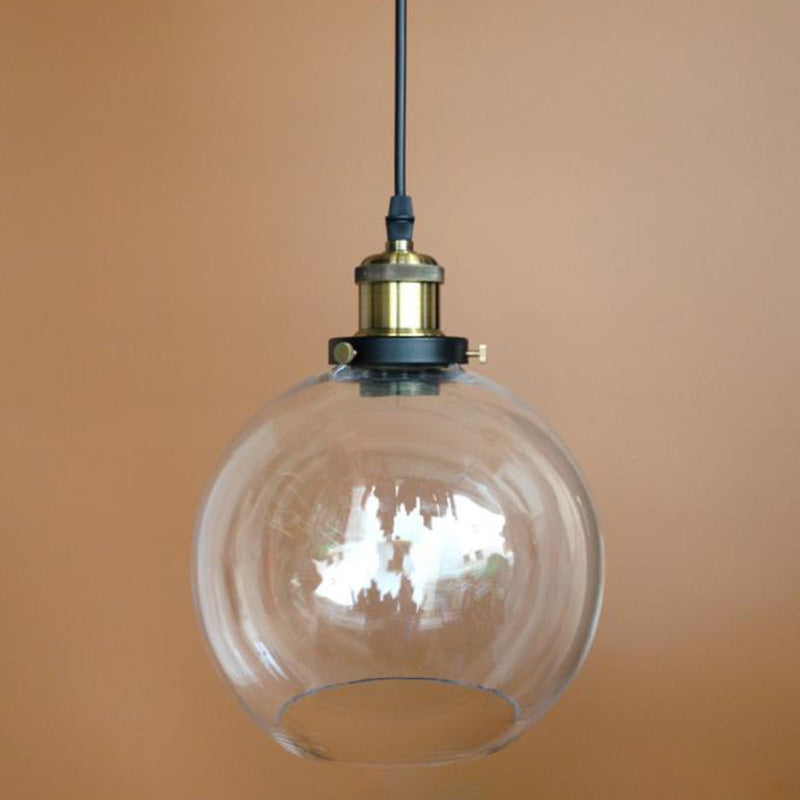1-Head Glass Pendulum Light Nautical Geometric Shaped Dining Room Suspension Pendant Light Clear Globe Clearhalo 'Ceiling Lights' 'Close To Ceiling Lights' 'Glass shade' 'Glass' 'Industrial Pendants' 'Industrial' 'Middle Century Pendants' 'Pendant Lights' 'Pendants' 'Tiffany' Lighting' 2461090
