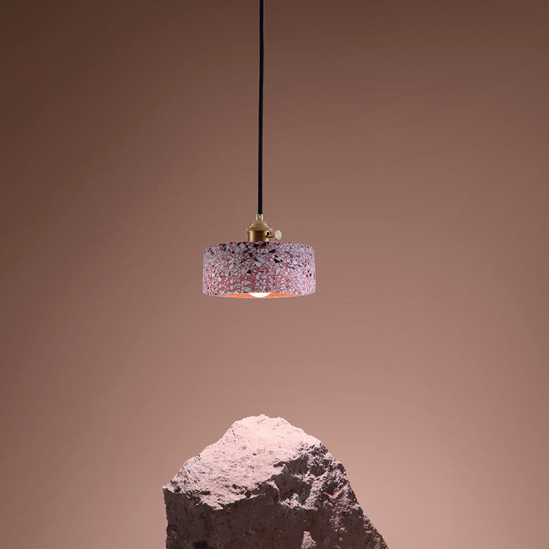 Round Bedside Hanging Light Fixture Terrazzo Single Simplicity Pendant Lamp with Rotary Switch Clearhalo 'Ceiling Lights' 'Modern Pendants' 'Modern' 'Pendant Lights' 'Pendants' Lighting' 2461101