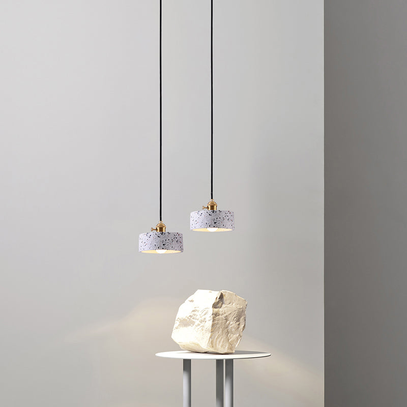 Round Bedside Hanging Light Fixture Terrazzo Single Simplicity Pendant Lamp with Rotary Switch White 6" Clearhalo 'Ceiling Lights' 'Modern Pendants' 'Modern' 'Pendant Lights' 'Pendants' Lighting' 2461107