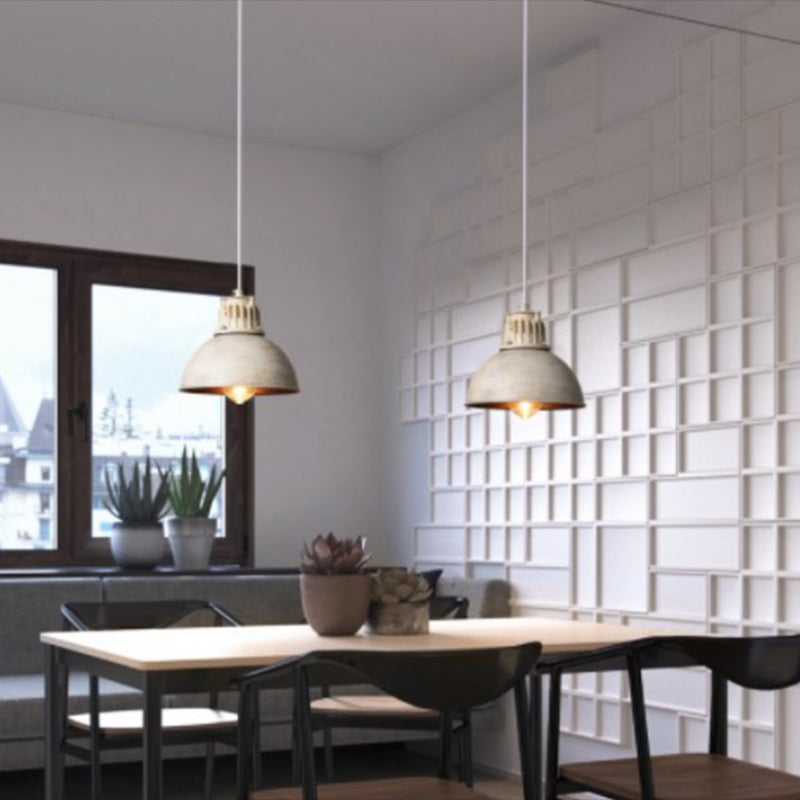 Distressed White Dome Hanging Pendant Light Loft Style Metal 1-Light Metal Pendulum Light Clearhalo 'Art Deco Pendants' 'Cast Iron' 'Ceiling Lights' 'Ceramic' 'Crystal' 'Industrial Pendants' 'Industrial' 'Metal' 'Middle Century Pendants' 'Pendant Lights' 'Pendants' 'Tiffany' Lighting' 2461131