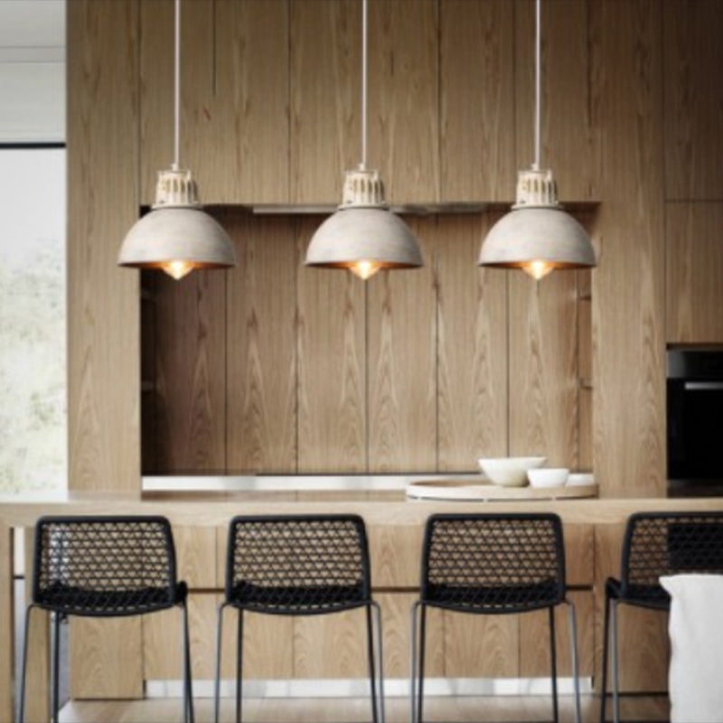 Distressed White Dome Hanging Pendant Light Loft Style Metal 1-Light Metal Pendulum Light Clearhalo 'Art Deco Pendants' 'Cast Iron' 'Ceiling Lights' 'Ceramic' 'Crystal' 'Industrial Pendants' 'Industrial' 'Metal' 'Middle Century Pendants' 'Pendant Lights' 'Pendants' 'Tiffany' Lighting' 2461132