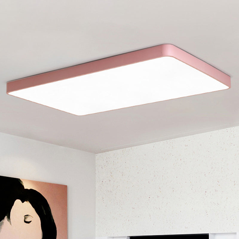 Macaron Rectangular Flush Mount Light Acrylic Living Room LED Ceiling Mount Light Fixture Pink Clearhalo 'Ceiling Lights' 'Close To Ceiling Lights' 'Close to ceiling' 'Flush mount' Lighting' 2461245
