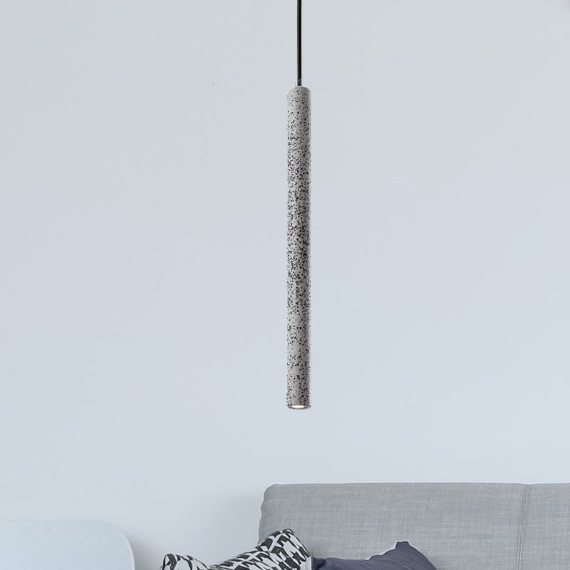 12"/21.5"H Tube Ceiling Pendant Light in Nordic Style Concrete1 Light Black/White/Yellow Hanging Ceiling Light Clearhalo 'Ceiling Lights' 'Industrial Pendants' 'Industrial' 'Middle Century Pendants' 'Pendant Lights' 'Pendants' 'Tiffany' Lighting' 246130