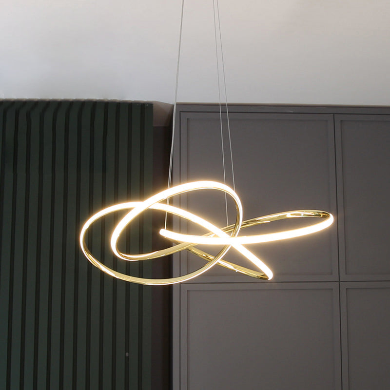 Gold Plated Circling Pendant Chandelier Minimalistic Metal LED Suspension Light for Restaurant Clearhalo 'Ceiling Lights' 'Chandeliers' 'Modern Chandeliers' 'Modern' Lighting' 2461375