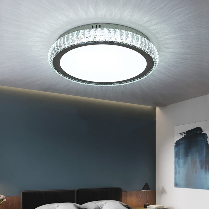 Prismatic K9 Crystal Geometric Ceiling Fixture Simple White LED Flush Mount Lighting for Bedroom Clearhalo 'Ceiling Lights' 'Close To Ceiling Lights' 'Close to ceiling' 'Flush mount' Lighting' 2461575