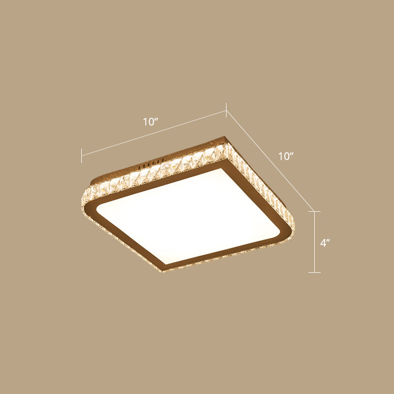 Prismatic K9 Crystal Geometric Ceiling Fixture Simple White LED Flush Mount Lighting for Bedroom Clearhalo 'Ceiling Lights' 'Close To Ceiling Lights' 'Close to ceiling' 'Flush mount' Lighting' 2461580