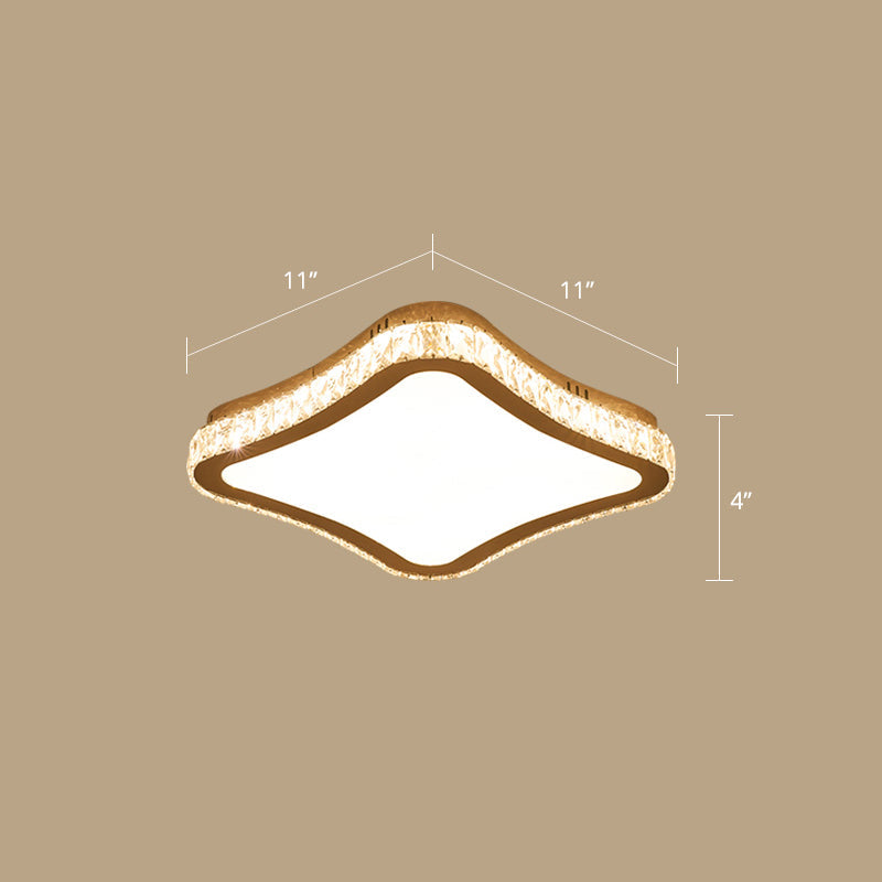 Prismatic K9 Crystal Geometric Ceiling Fixture Simple White LED Flush Mount Lighting for Bedroom Clearhalo 'Ceiling Lights' 'Close To Ceiling Lights' 'Close to ceiling' 'Flush mount' Lighting' 2461591